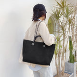 Sac fourre-tout en toile à bandoulière pour femmes, sac seau à sangle en chaîne