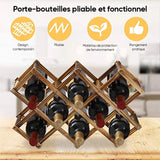 Porte-bouteilles en bois pliable