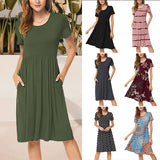 Robe à col ras du cou avec poche