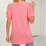 T-shirt à Col Carré et Manches Bouffantes