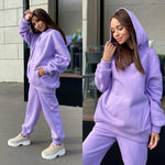 Sweat à capuche décontracté deux pièces de couleur unie