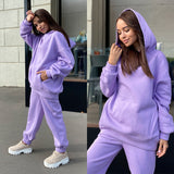 Sweat à capuche décontracté deux pièces de couleur unie