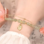 Wotian Jade Bracelet Porte-bonheur en Feuille d'Or