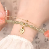 Wotian Jade Bracelet Porte-bonheur en Feuille d'Or