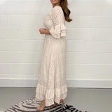 Robe brodée ample à taille haute