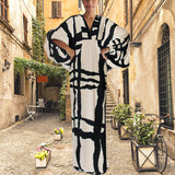 Robe imprimée à manches en V pour femmes