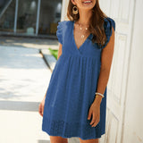 Robe estivale en dentelle à volants sur les manches