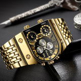 Montre à Quartz Multi-fuseaux Horaires pour Homme à Grand Cadran