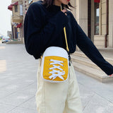 Sac à Bandoulière en Toile à Empiècements