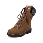 Bottes Mi-Mollet en Daim à Lacets Hiver