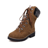 Bottes Mi-Mollet en Daim à Lacets Hiver