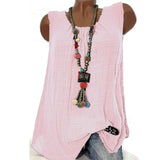 Gilet uni sans manches en coton et lin