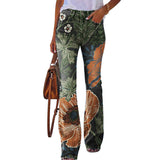 Pantalon femme skinny décontracté à motif fleuri