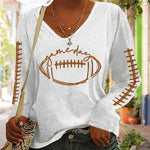 T-shirt décontracté à manches longues Gameday Football Lover pour femme