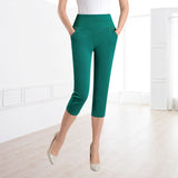 Pantalon à sept points pour femmes Pantalon décontracté élastique taille haute