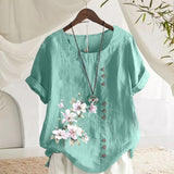 Chemise En Lin Et Coton Á Fleurs