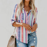 Chemise à Manches Longues et Revers Rayés