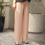 Pantalon Large en Soie de Glace Femme Taille Haute