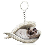 Porte-clés acrylique ailes d'ange de chat