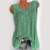 Débardeur d'été sans manches avec col en V et imprimé floral