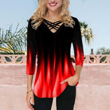 T-shirt Ample Á Col En V Pour Femmes