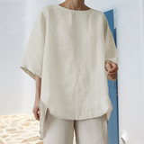 Haut Décontracté En Coton Et Lin Pour Femmes