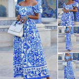 Robe bohémienne à encolure dégagée