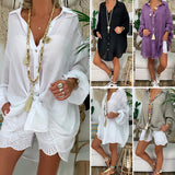 chemise boutonnée en coton et lin