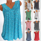 Débardeur d'été sans manches avec col en V et imprimé floral