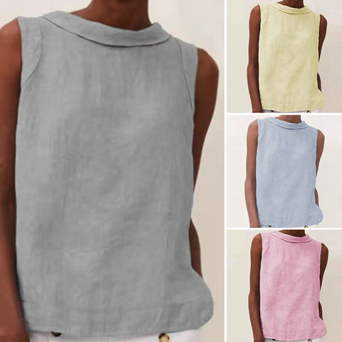 T-shirt Uni En Coton Et Lin