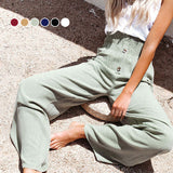 pantalon large élastique en coton et lin