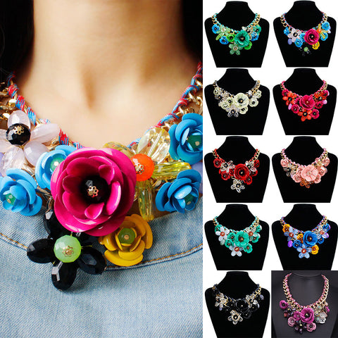 Corde De Pendentif En Pierre Précieuse De Fleur Colorée Faite Á La Main Bricolage