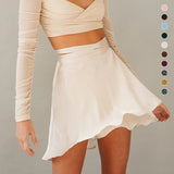 Jupe portefeuille en satin mousseline