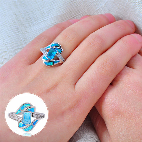 Bague Zircon Bleu Brillant