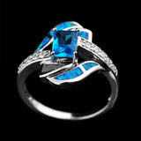 Bague Zircon Bleu Brillant