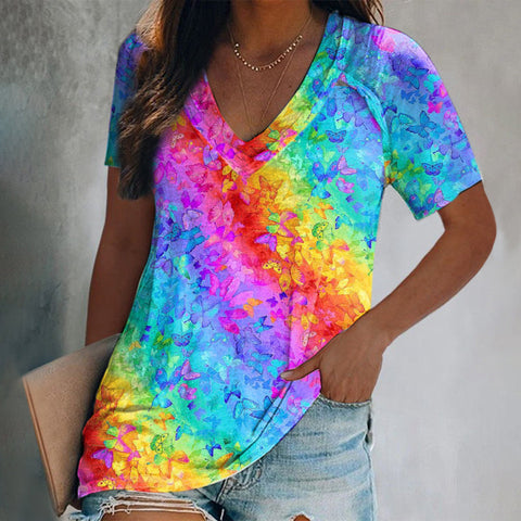 T-shirt imprimé à manches courtes pour femme