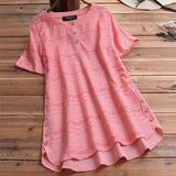 Chemisier bohème décontracté à manches courtes avec broderie