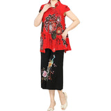 costume deux pièces en coton et lin pour personnes âgées