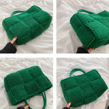 Cabas en laine d'agneau sac à main femme grande capacité