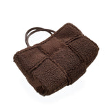 Cabas en laine d'agneau sac à main femme grande capacité