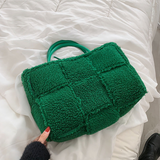 Cabas en laine d'agneau sac à main femme grande capacité