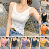 Camisole sans manches sexy à col en V de couleur unie pour femmes