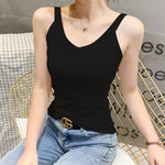 Camisole sans manches sexy à col en V de couleur unie pour femmes