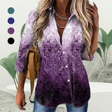 Chemise à manches longues à imprimé vintage pour femmes