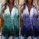 Chemise à manches longues à imprimé vintage pour femmes