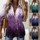 Chemise à manches longues à imprimé vintage pour femmes