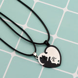 Collier Couple Chat Coeur