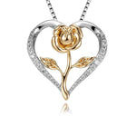 Collier élégant en forme de coeur pour femme avec rose