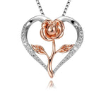 Collier élégant en forme de coeur pour femme avec rose