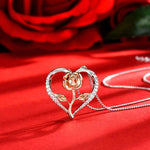 Collier élégant en forme de coeur pour femme avec rose